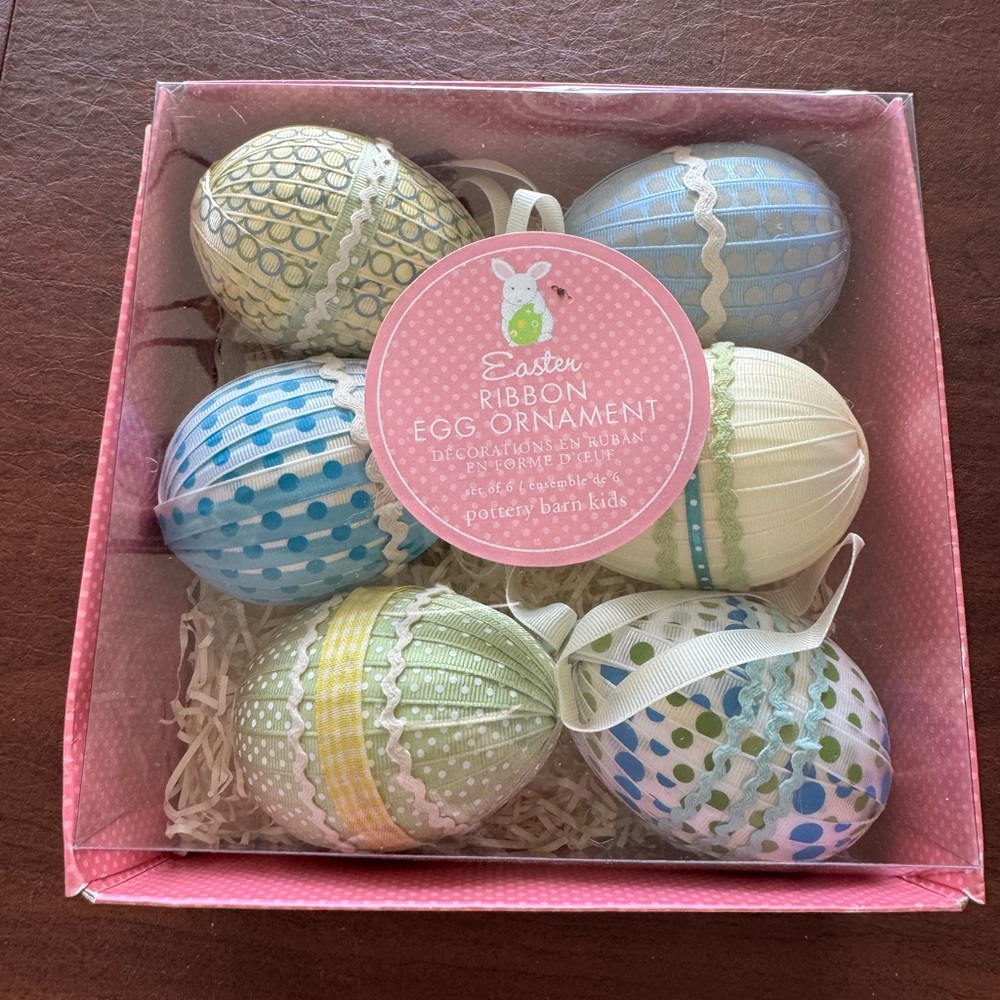 Pottery Barn Kids Easter Ribbon Egg Ornaments - Pastel Multi